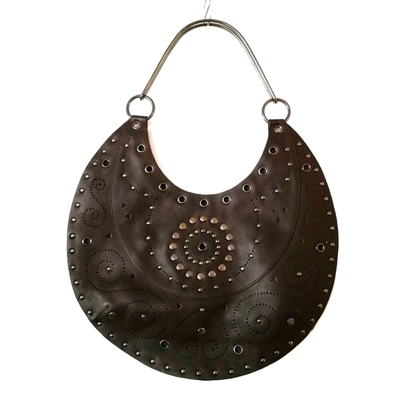 Banana Republic Handbags - Banana Republic brown leather studded crescent bag